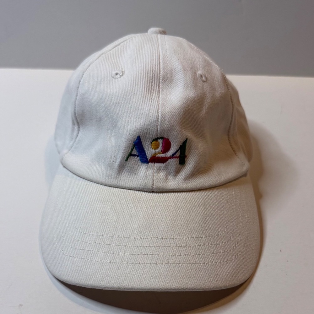 A24 Movie Production Party Hat White Cotton Embroidered Logo Dad Cap